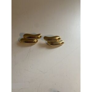 Vintage Napier Signed Gold Plated Double Swirl Pierced Earrings